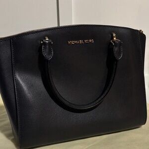 Michael Kors Black Ellis Satchel with Gold Accents